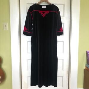 VTG‎ 60s Kayser Velour Maxi Lounge Dress Nightgown Petite USA Gothic Vampirecore